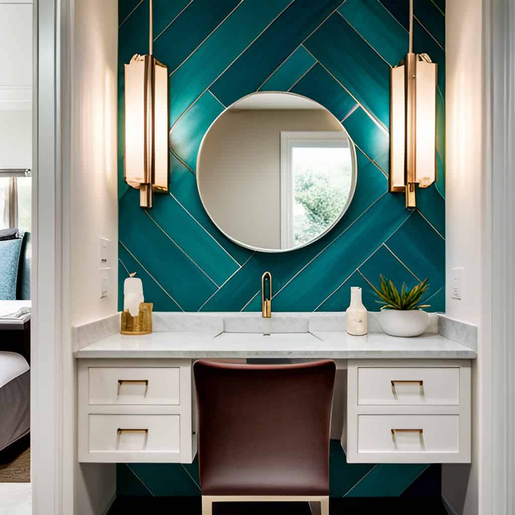 Double Vanity with sconces on both side. 