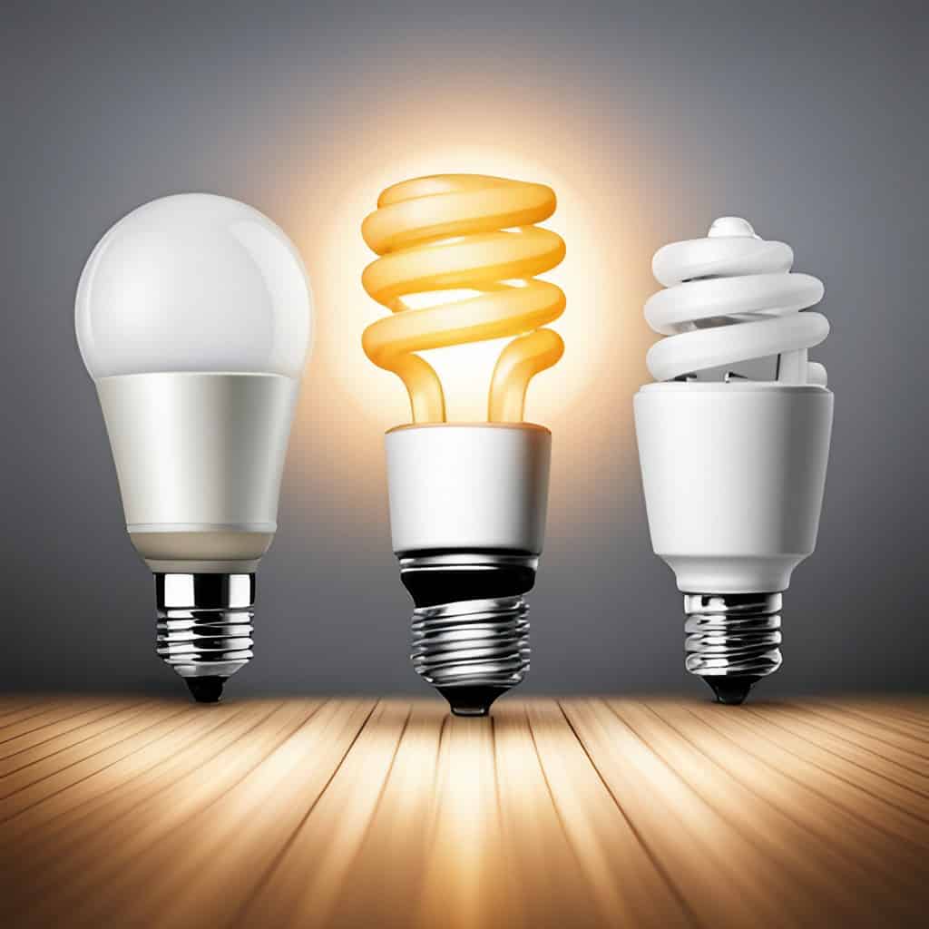 Three different light bulbs