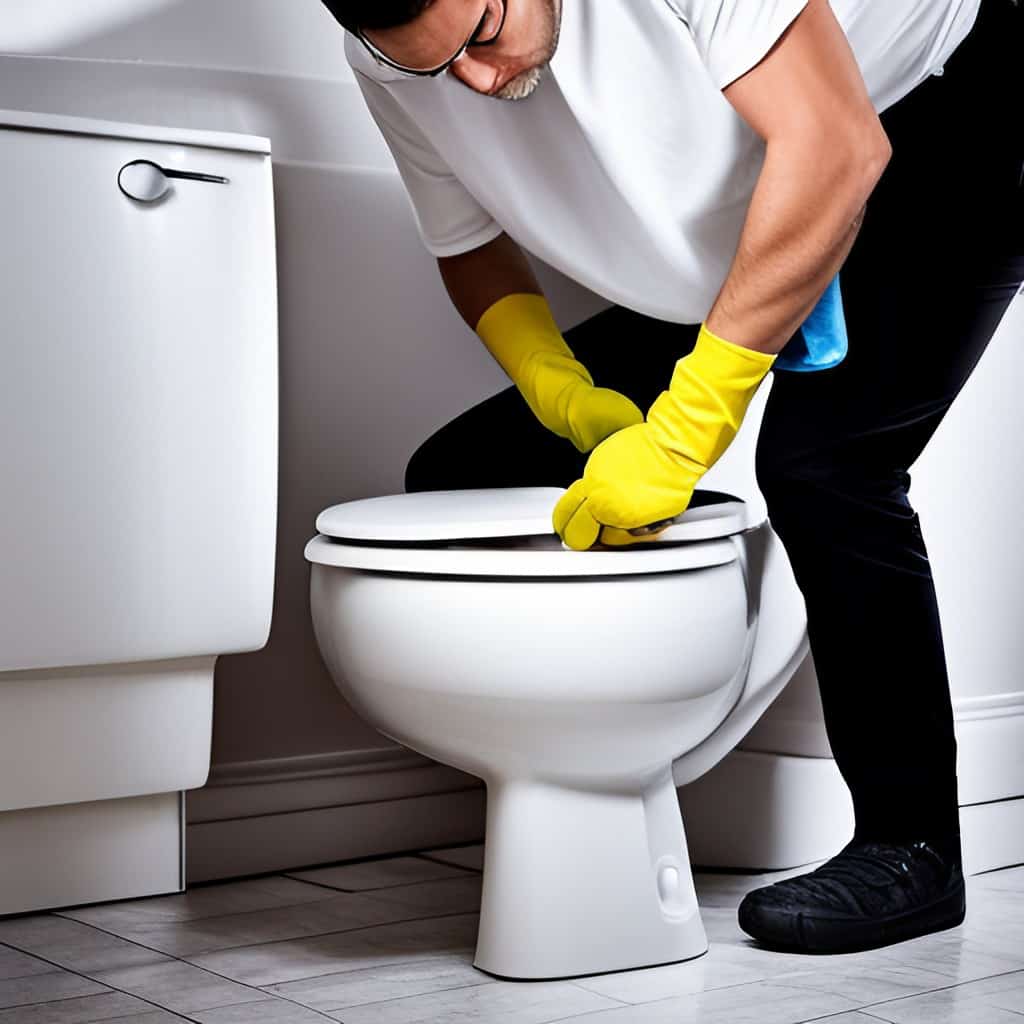 Guy removing the toilet. 