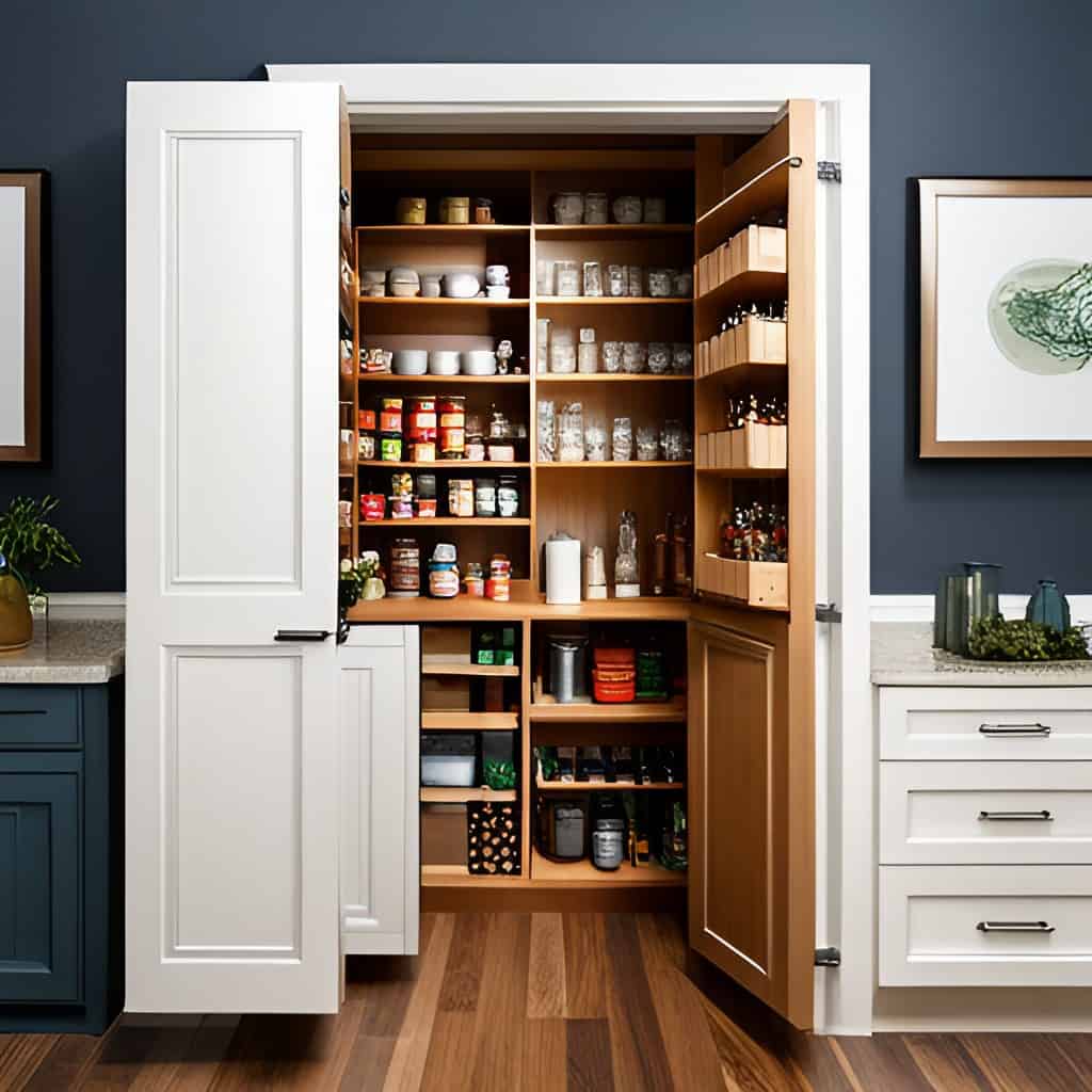 A walk-in pull out pantry. 