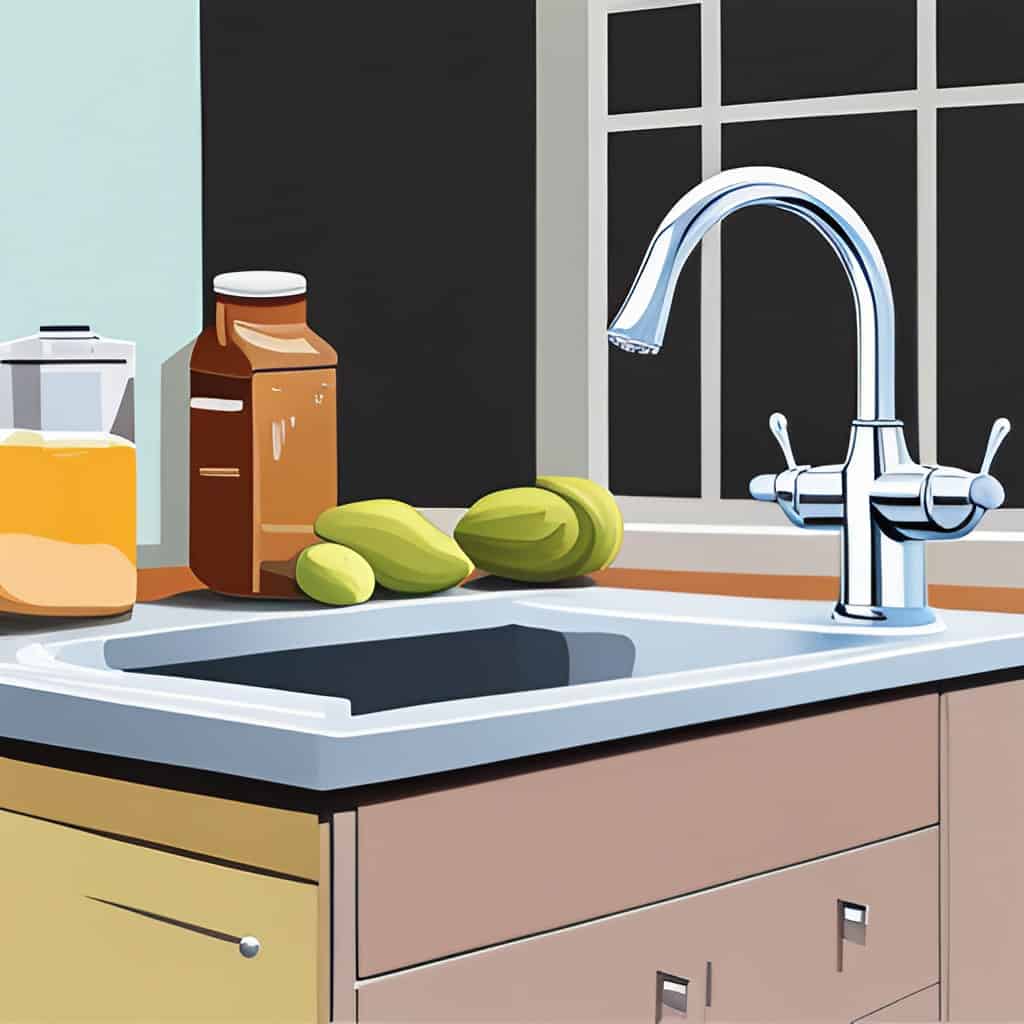 Artistic painting of kitchen sink. 