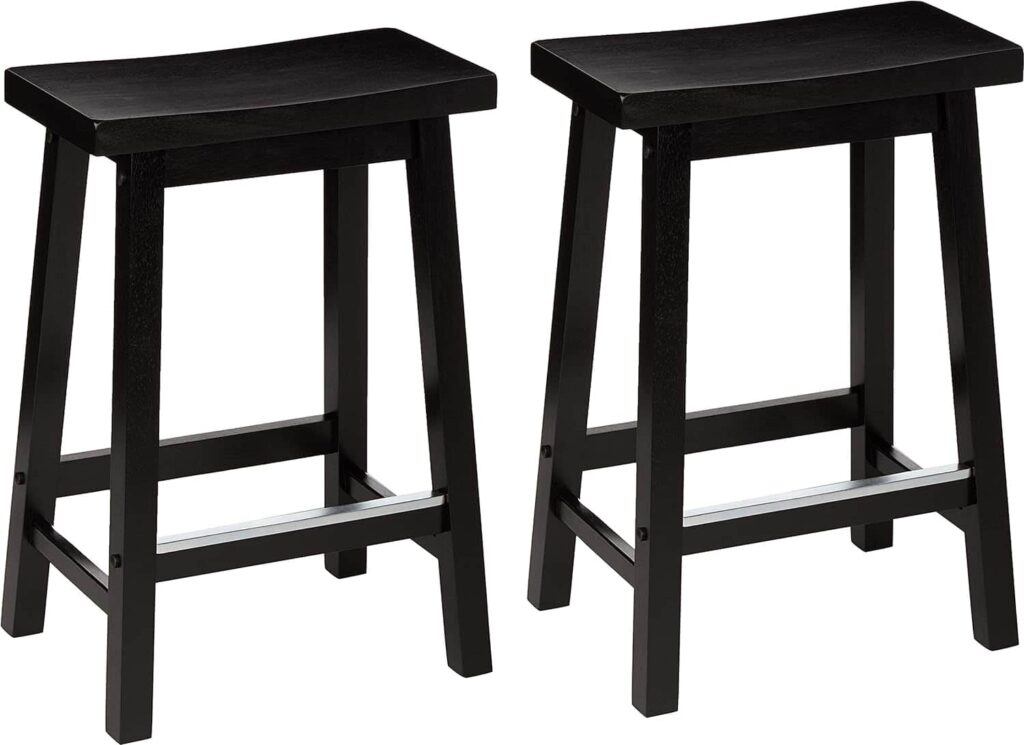 Amazon Basics Solid Wood Saddle-Seat Kitchen Counter-Height Stool