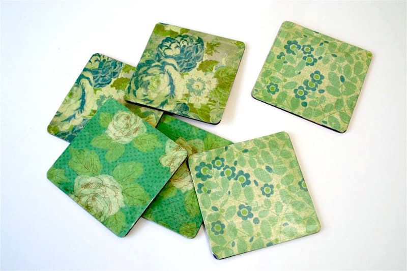 Fabric and Decoupage Coasters for a vintage feel. 