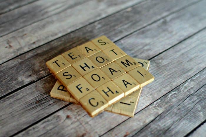 DIY Scrabble coasters that're easy to make and fun to read